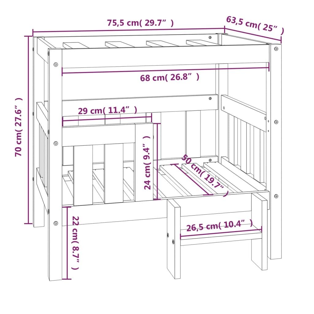 Vidaxl Cama Para Perros Madera Maciza Pino Marrón Miel 75,5x63,5x70 Cm_2