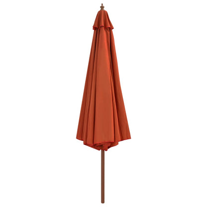 Vidaxl Sombrilla De Jardín Con Palo De Madera 350 Cm Terracota_1