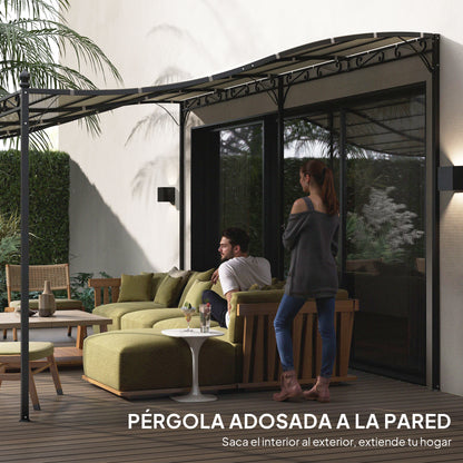 Outsunny Pérgola De Jardín 6x3 M Con Techo De Poliéster Impermeable Crema_5
