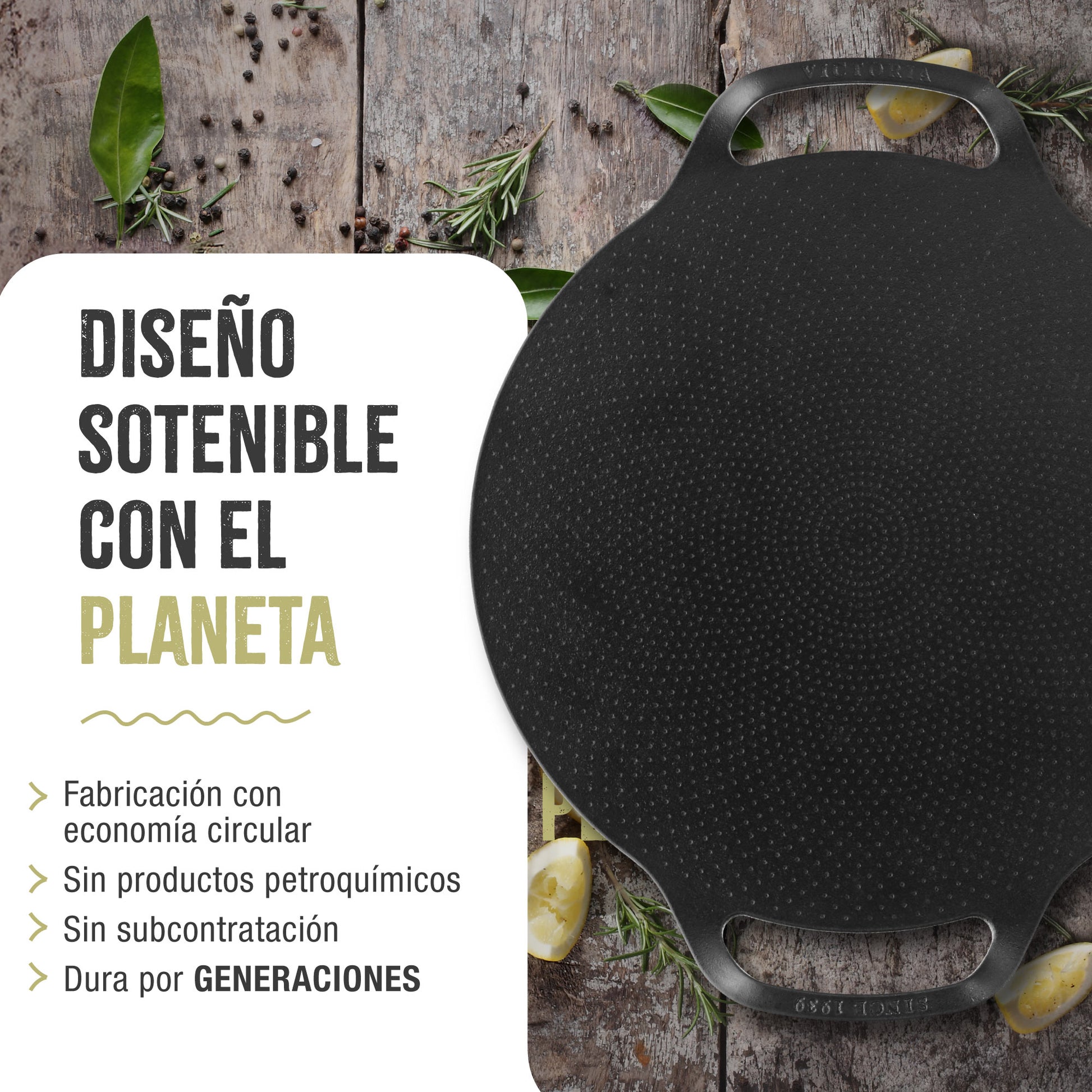 Victoria Plancha Cocina Para Pizza Hierro Fundido Curado Inducción, Sartén 38cm, Fuego, Barbacoa, Horno, 34474, Negro_5