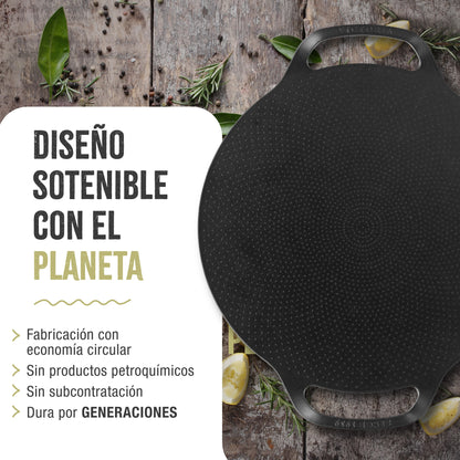 Victoria Plancha Cocina Para Pizza Hierro Fundido Curado Inducción, Sartén 38cm, Fuego, Barbacoa, Horno, 34474, Negro_5