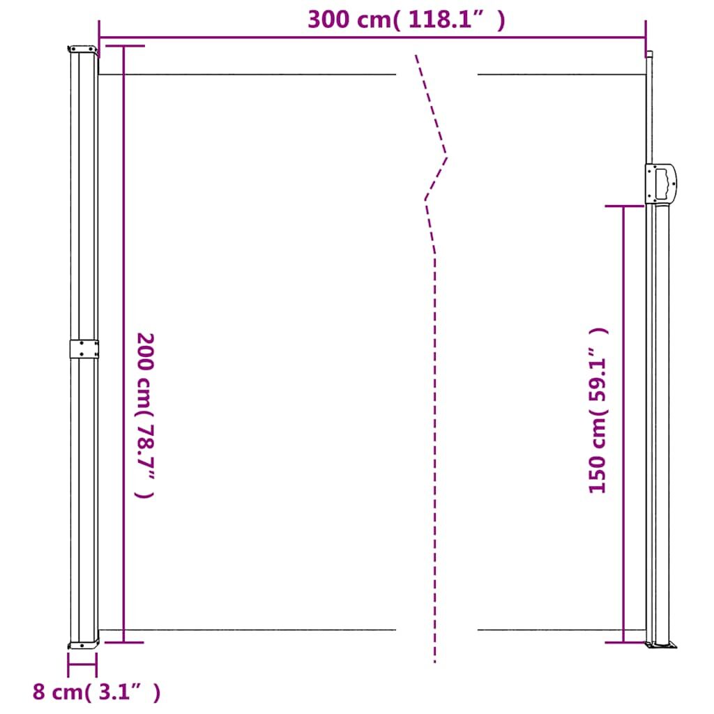 Vidaxl Toldo Lateral Retráctil Crema 200x300 Cm_2