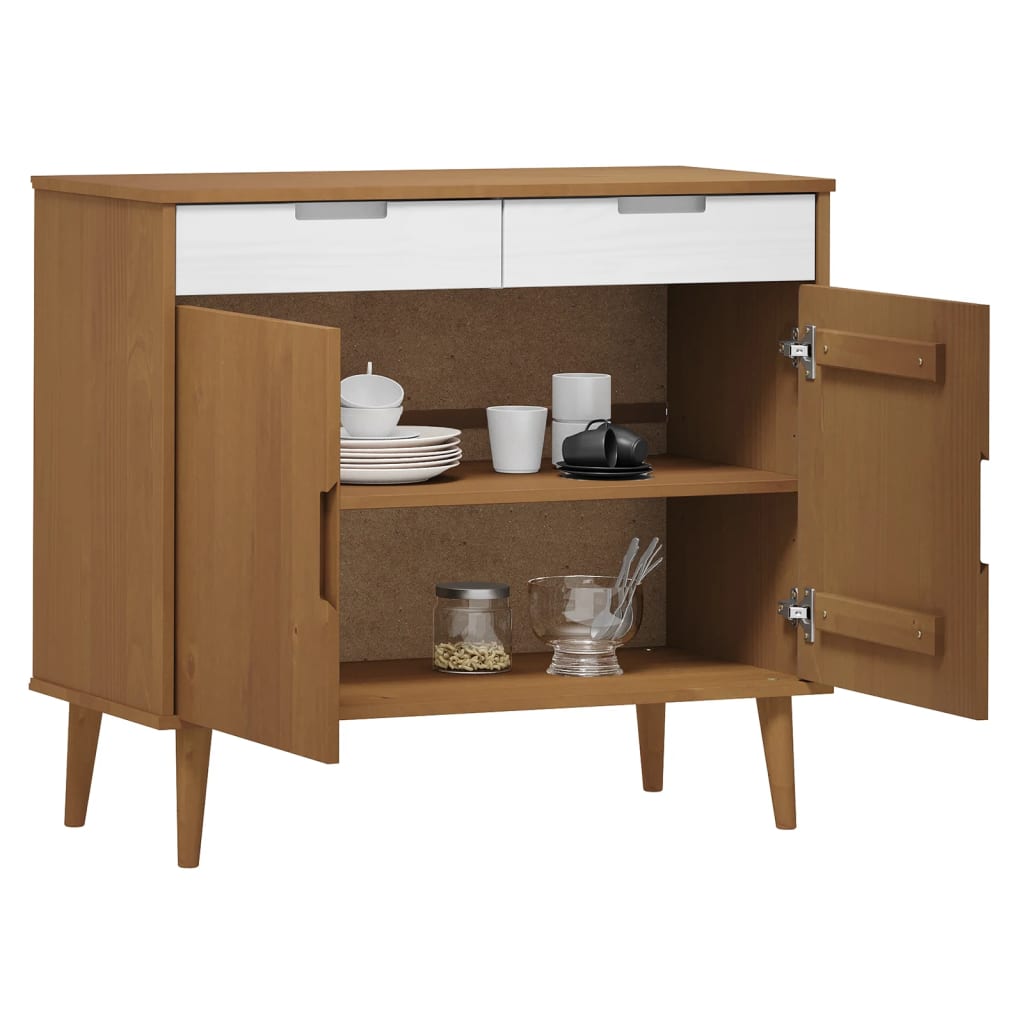 Aparador Molde Madera Maciza De Pino Marrón 90x40x80 Cm_2
