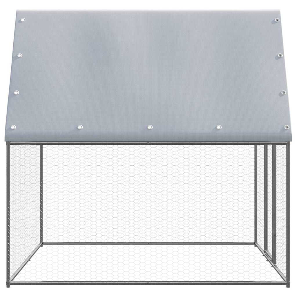 Vidaxl Gallinero De Acero Galvanizado Plateado Y Gris 2x2x2 M_3