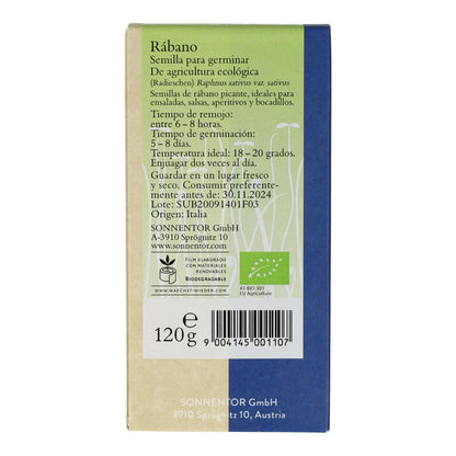 Semillas rábano eco para germinar Sonnetor 120 g