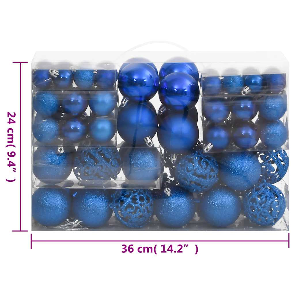 Vidaxl Juego De Bolas De Navidad 111 Pzas Poliestireno Azul_2