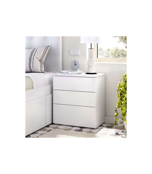 Mesita De Noche Rus Con 3 Cajones En Blanco, 58 Cm(alto)52 Cm(ancho)34 Cm(fondo)_0