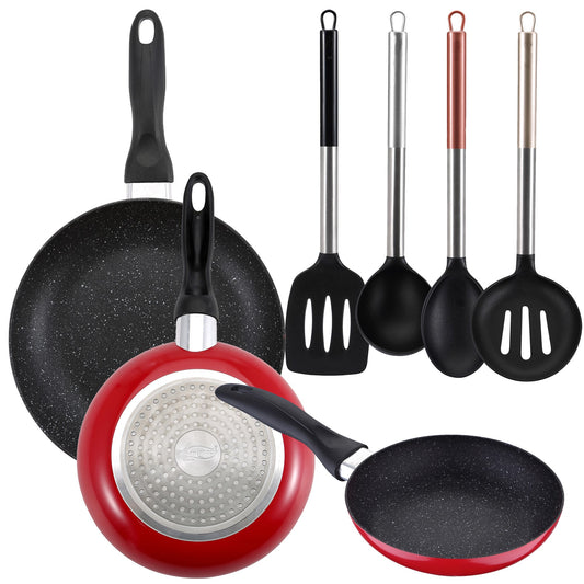 Pack De 3 Sartenes San Ignacio Ø16cm Ø20cm Ø24cm + Set De 4pc De Utensilios De Cocina En Nylon_0