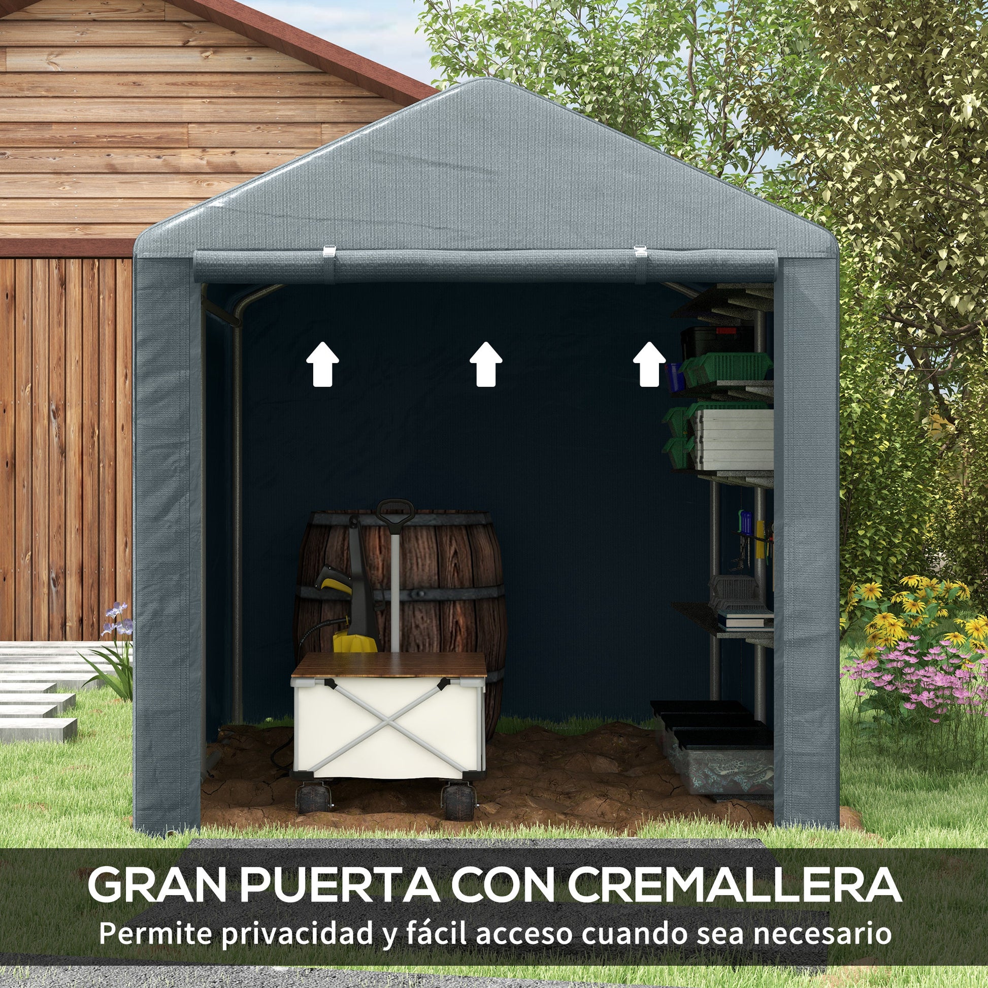 Outsunny Carpa De Jardín Exterior Para Herramientas Bicicletas 1_5