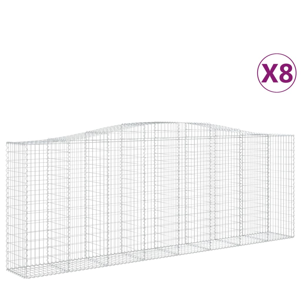 Cestas Gaviones 8 Uds Forma De Arco Hierro 400x50x140/160 Cm_0