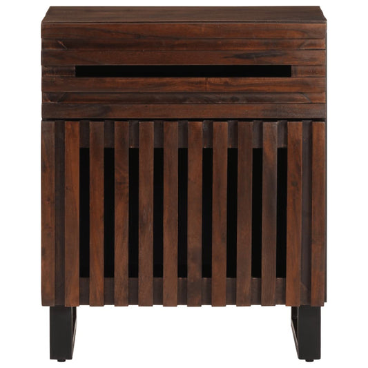 Mesita De Noche Madera Maciza Mango Marrón 50x34x60 Cm_0