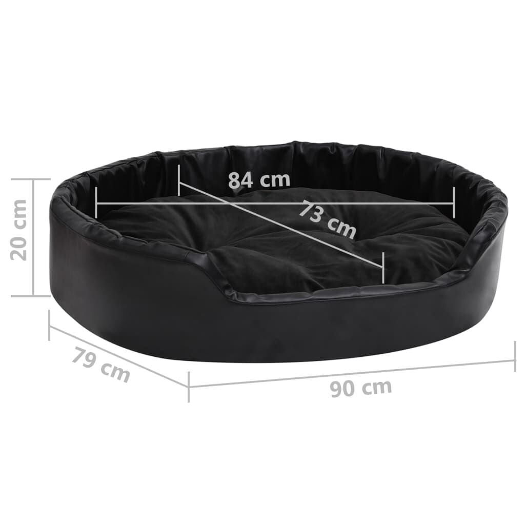 Vidaxl Cama Para Perros Felpa Y Cuero Sintético Negra 90x79x20 Cm_2