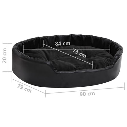 Vidaxl Cama Para Perros Felpa Y Cuero Sintético Negra 90x79x20 Cm_2