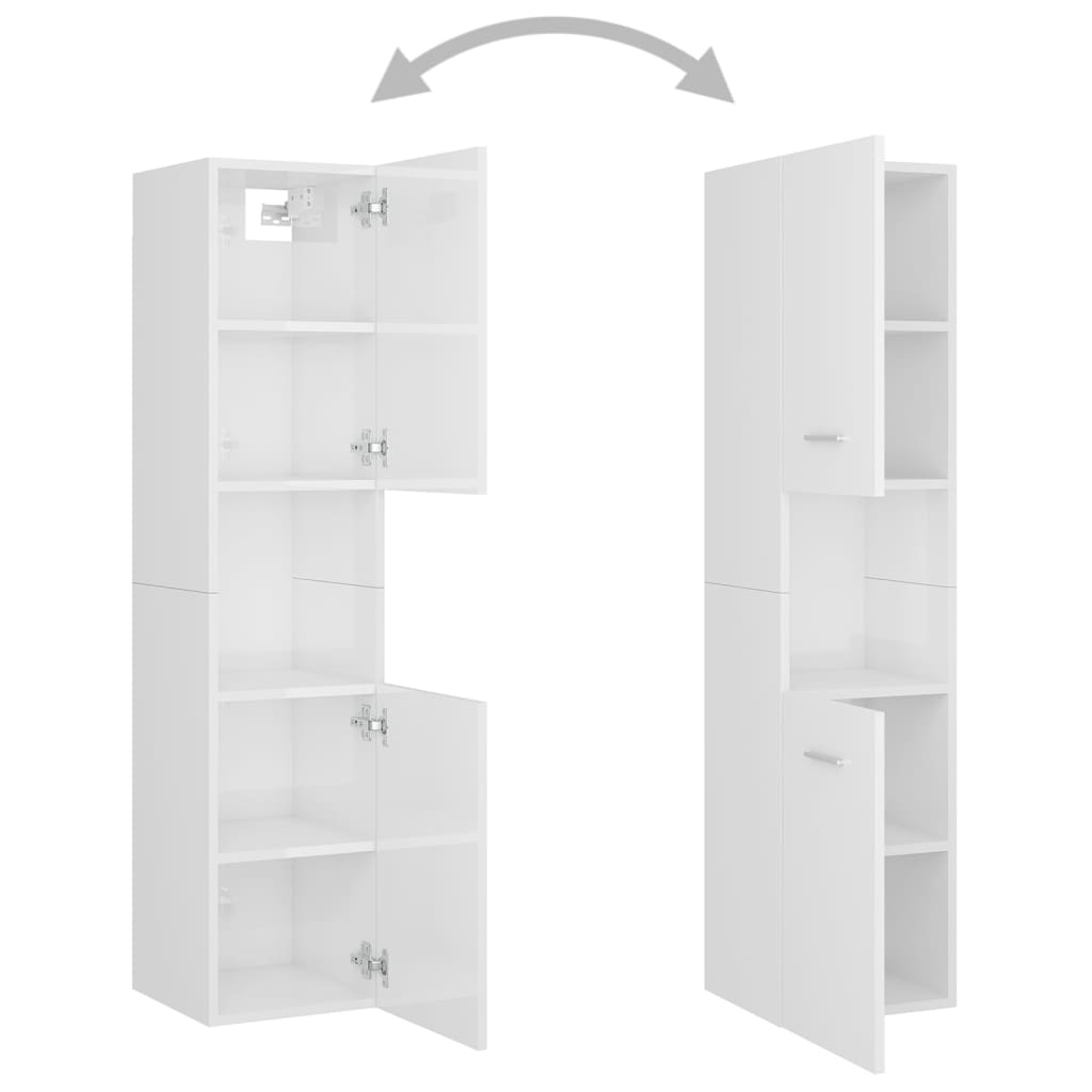 Juego De Muebles De Baño Madera De Ingeniería Blanco Brillo / Vetonek_4