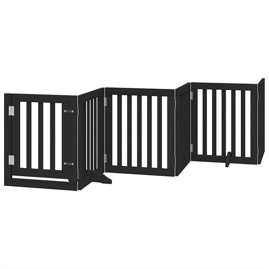 Vidaxl Puerta De Perros Plegable 12 Paneles Madera Álamo Negra 600 Cm_0