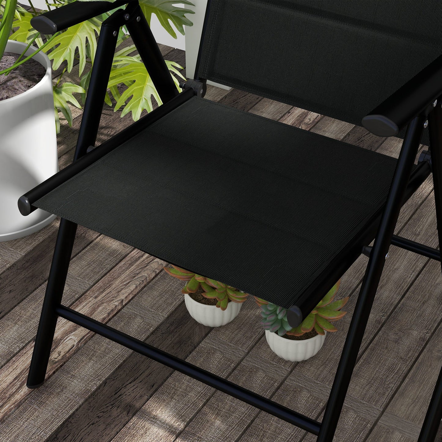Outsunny Conjunto De 2 Sillas De Camping Plegables 54x67x108 Cm Negro_4