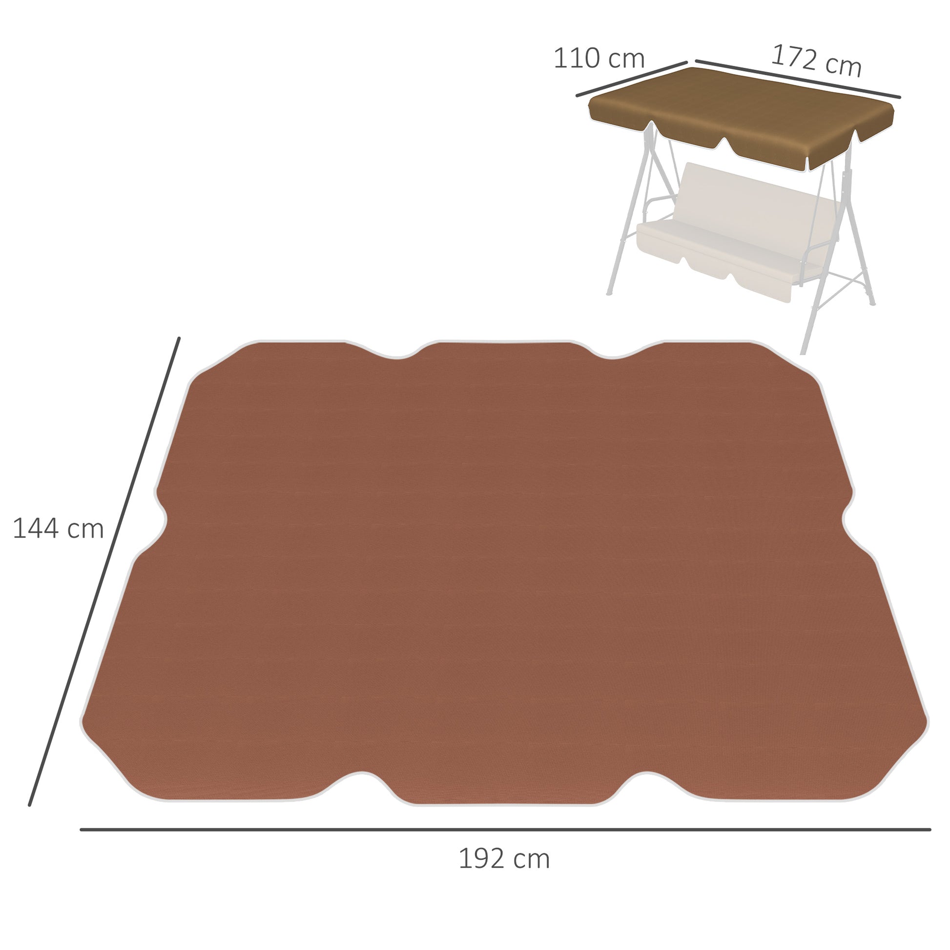 Outsunny Toldo De Repuesto Para Columpio De 2/3 Plazas 192x144 Cm Marrón_2