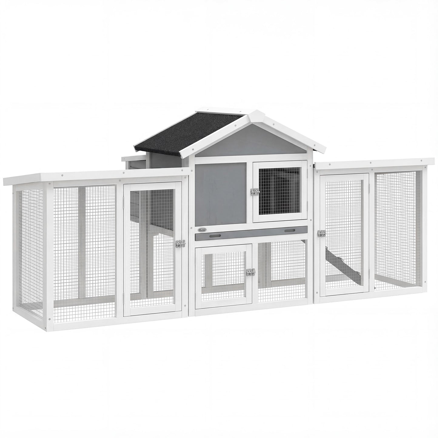Pawhut Gallinero Para Exterior Grande De Madera 204x85x93 Cm Con Corral Bandeja_0