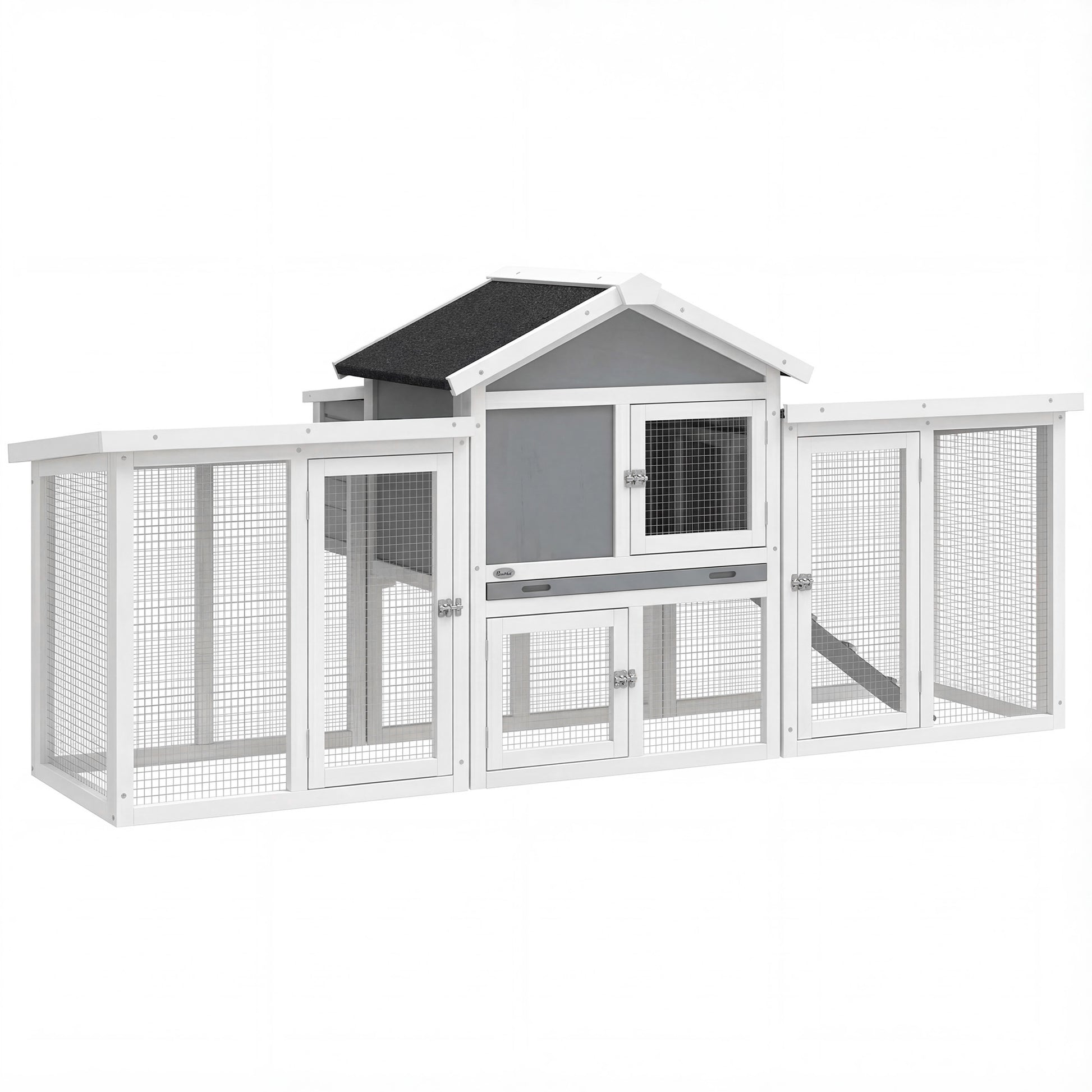 Pawhut Gallinero Para Exterior Grande De Madera 204x85x93 Cm Con Corral Bandeja_0