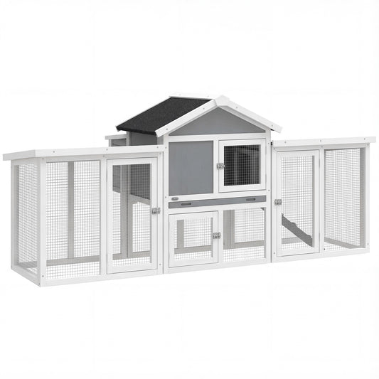 Pawhut Gallinero Para Exterior Grande De Madera 204x85x93 Cm Con Corral Bandeja_0