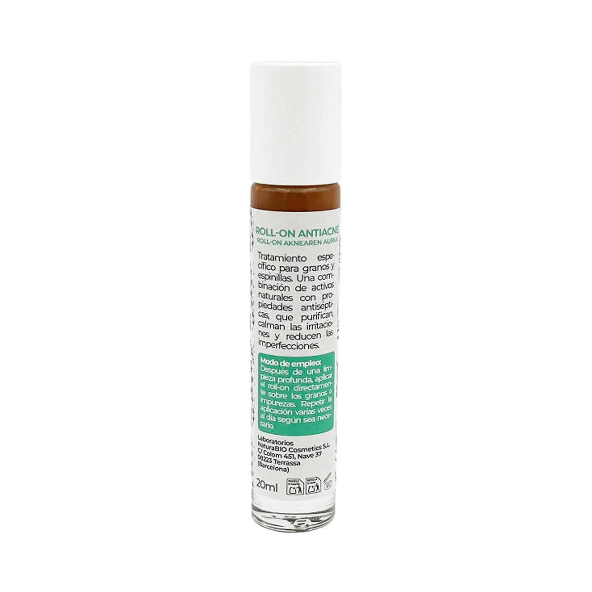 Roll-on antiacné purificante, árbol de té y  tomillo, NaturaBIO Cosmetics, 20 ml