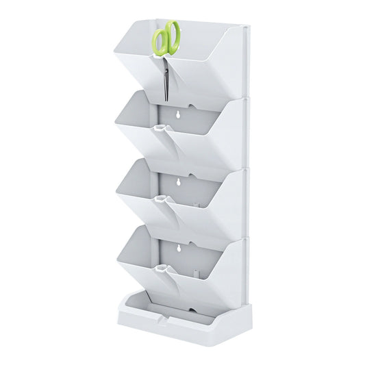 Macetero Vertical Prosperplast Mini Cascade De Plastico En Color Blanco 19,5 (largo) X 11,4 (ancho) X 47,5 (alto) Cm Con Tijeras De Jardin_0