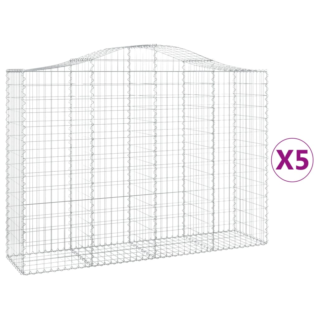 Cestas Gaviones 5 Uds Forma De Arco Hierro 200x50x140/160 Cm_0