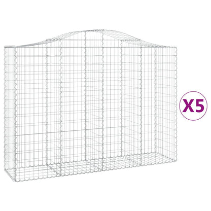 Cestas Gaviones 5 Uds Forma De Arco Hierro 200x50x140/160 Cm_0