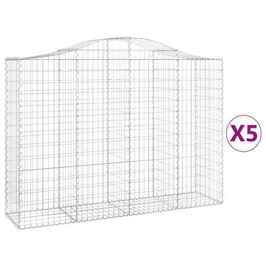 Cestas Gaviones 5 Uds Forma De Arco Hierro 200x50x140/160 Cm_0