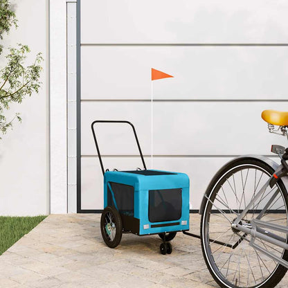 Remolque De Bicicleta Mascotas Hierro Tela Oxford Azul Negro_1