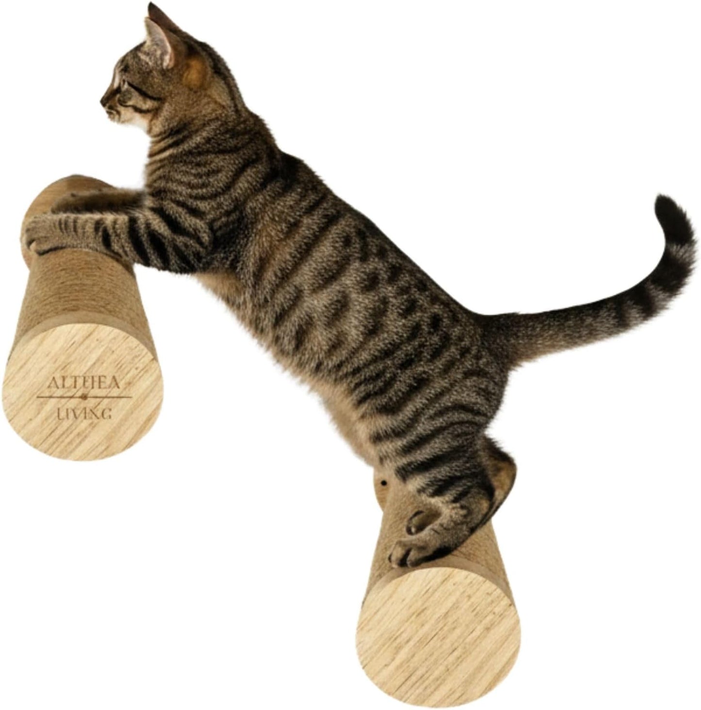 Estante De Escalada Para Gatos Coral Set De 2 Piezas Con Rascador De Yute Y Diseño Mural Althea Living 12.7x12.7x30cm_1
