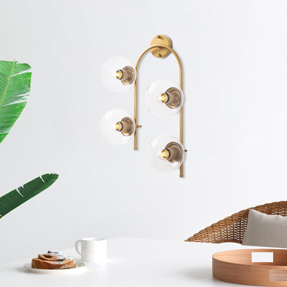 Aplique De Pared Curvo, 4 Transparentes, Metal , Oro Brillante, 40x26x62, Casquillo 4 X E14 Max 15 W_5