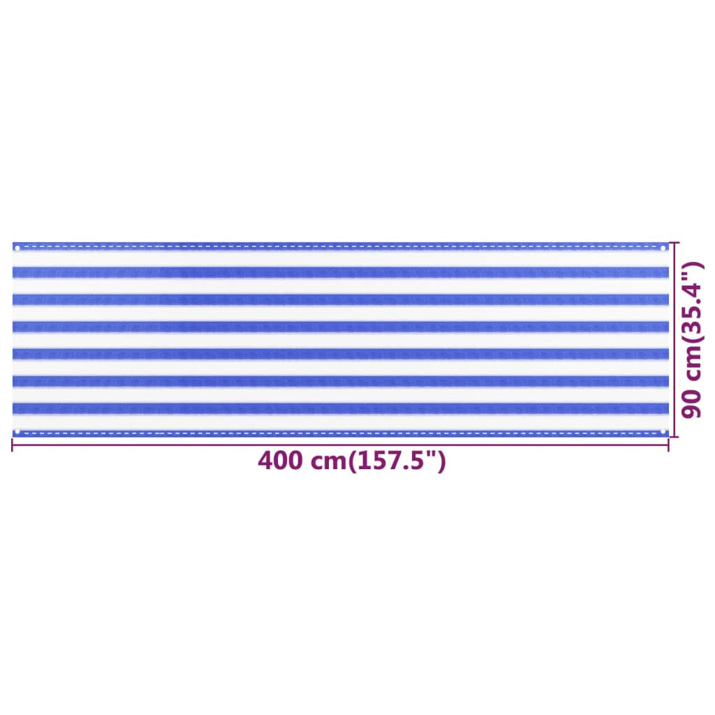 Vidaxl Toldo Para Balcón Hdpe Amarillo Y Blanco 90x400 Cm_2