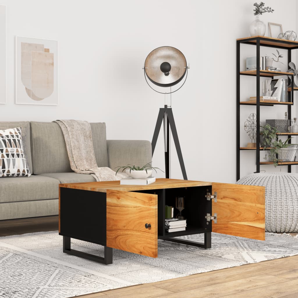 Mesa De Centro Madera Maciza Acacia Y Contrachapada 80x50x40 Cm_1