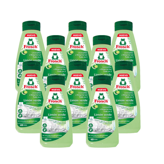 Pack 10x Lavavajillas Máquina Gel Limón Verde Frosch 650 g