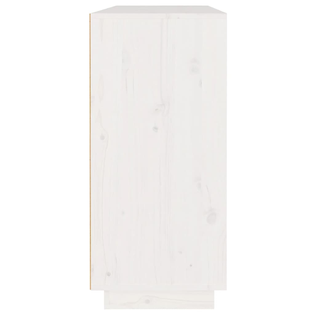 Aparador De Madera Maciza De Pino Blanco 110x34x75 Cm / Vetonek_5