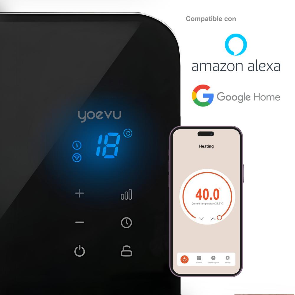 Yoevu Radiador Eléctrico Bajo Consumo 2000w Programable Control Móvil App Y Wifi Termostato Regulable Soporte Con Ruedas_1