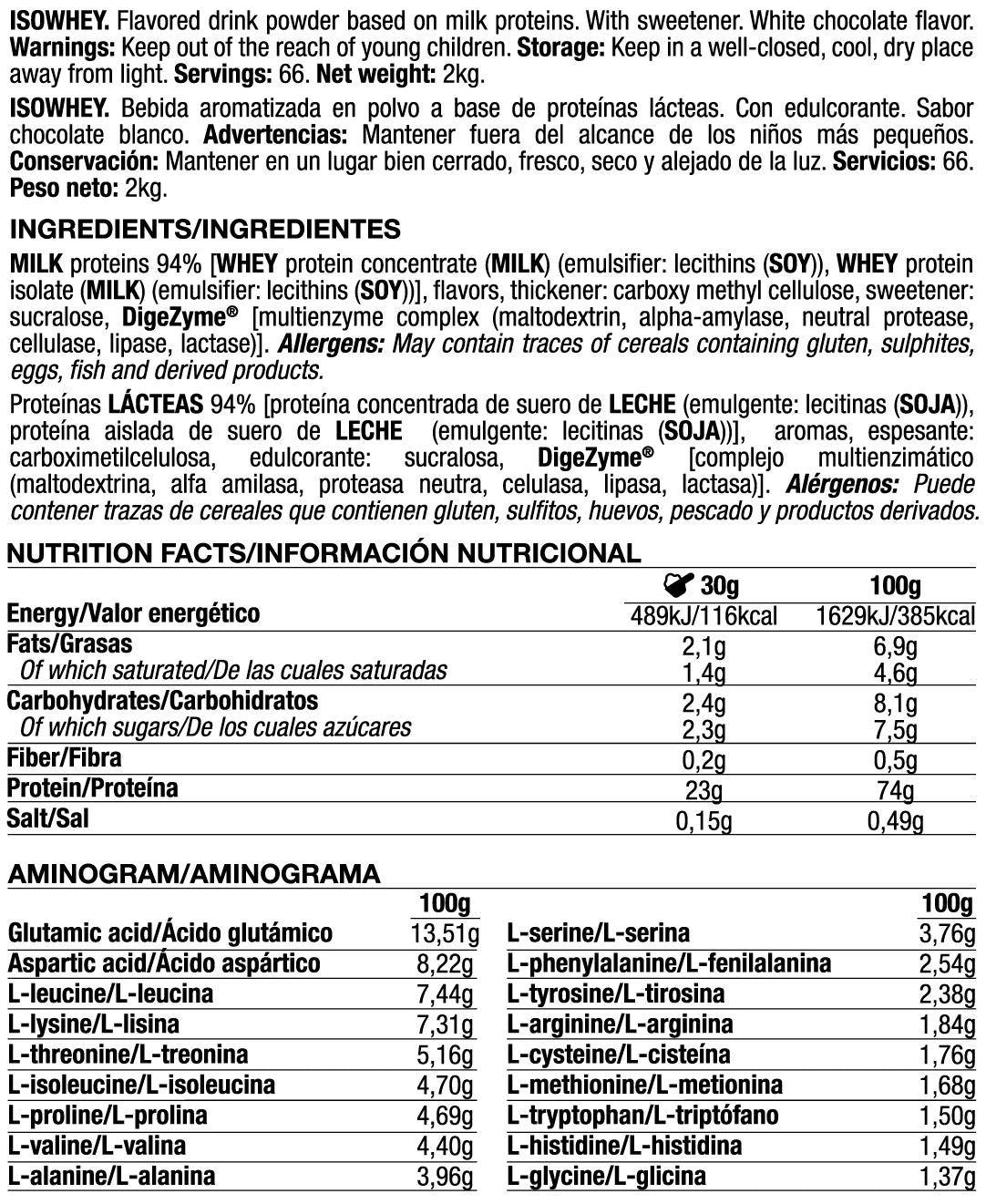 Isowhey - 2kg - Chocolate Blanco - Proteína De Aislado De Suero Isolate - Quamtrax_5