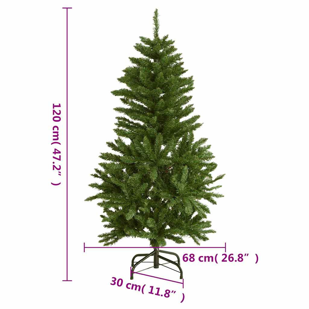 Vidaxl Árbol Navidad Artificial Con Bisagras 150 Led Y Bolas 120 Cm_2