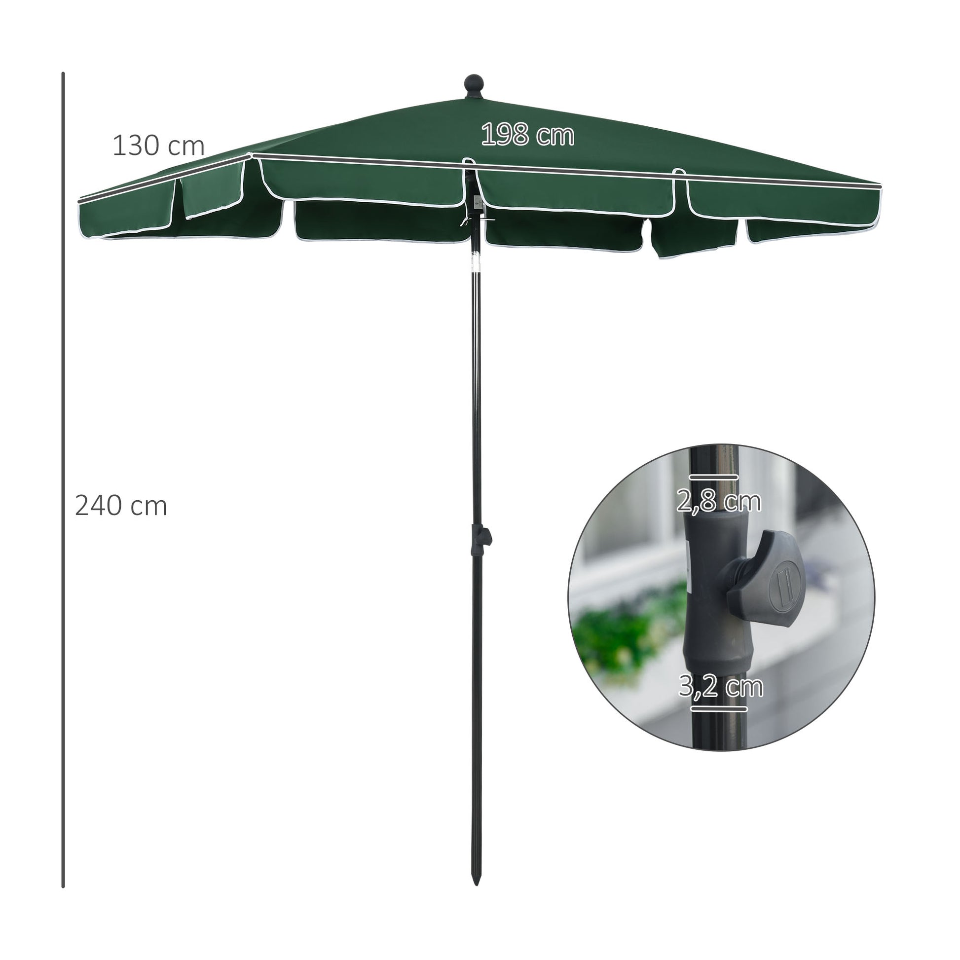 Outsunny Sombrilla De Jardín De Aluminio 2x1_2