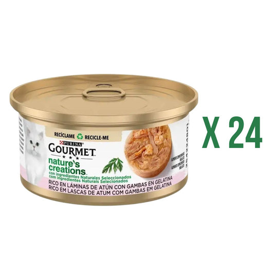 Pack 24 x GOURMET Nature's Creations Rico en Láminas de Atún con Gambas en Gelatina 70 g