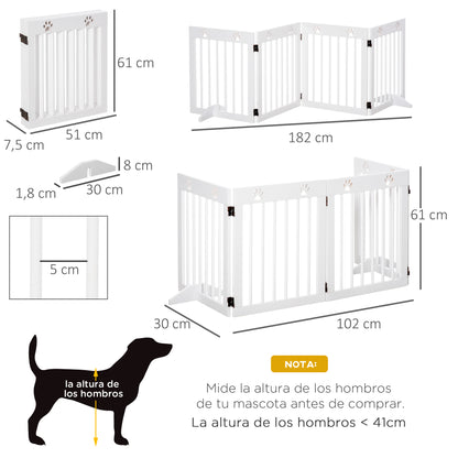 Pawhut Barrera De Seguridad Plegable Para Perros 4 Paneles 204x30x61cm Blanco_2