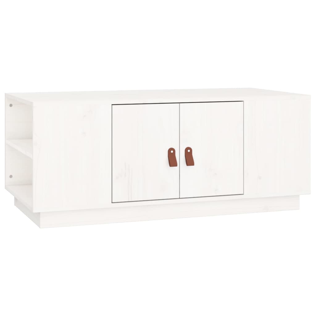 Mesa De Centro De Madera Maciza De Pino Blanco 100x50x41 Cm_0