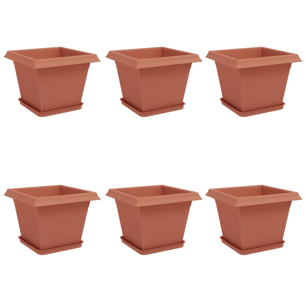 Macetas 6 Pcs Rojo Ladrillo 28,5 X 28,5 X 22 Cm Plástico_0