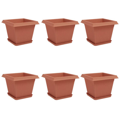 Macetas 6 Pcs Rojo Ladrillo 28,5 X 28,5 X 22 Cm Plástico_0