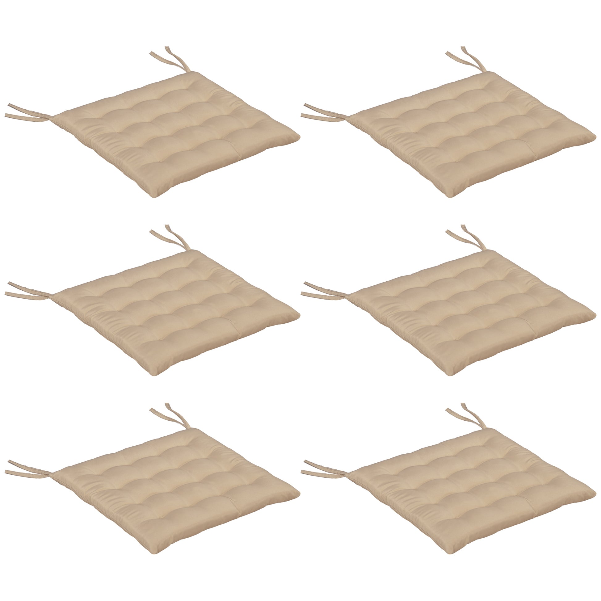 Outsunny Juego De 6 Cojines Para Sillas De Comedor 40x40 Cm Caqui_0