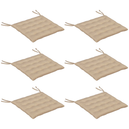 Outsunny Juego De 6 Cojines Para Sillas De Comedor 40x40 Cm Caqui_0