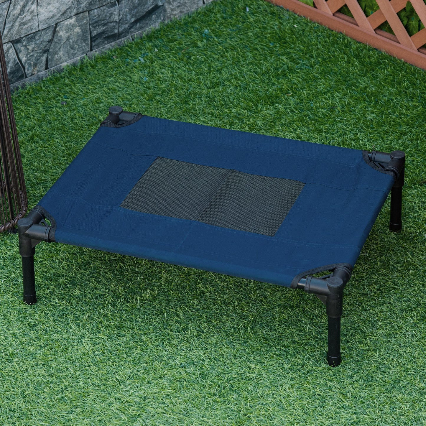 Pawhut Cama Elevada Perros Con Malla Transpirable Tela Oxford 61x46x18 Cm Azul_1