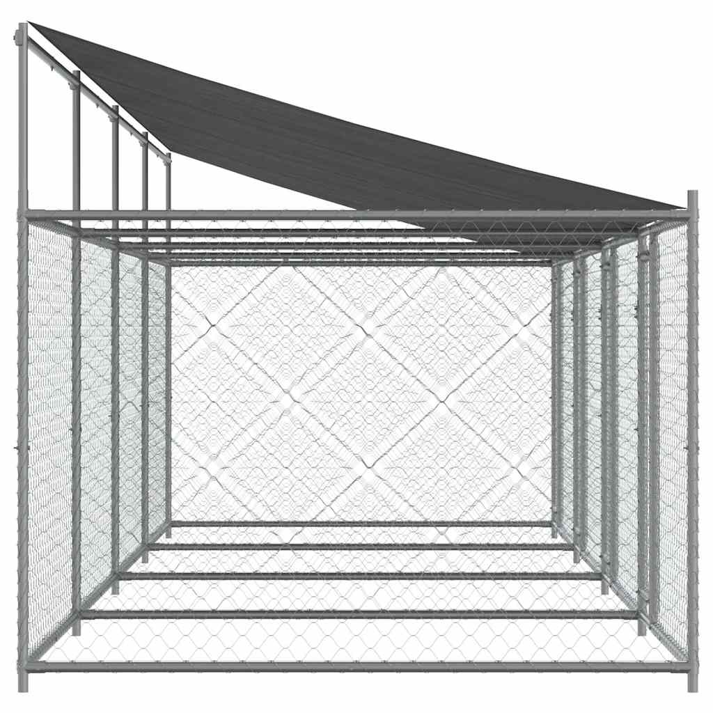Jaula De Perros Techo Y Puertas Acero Galvanizado Gris 8x2x2 M_4