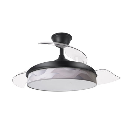 Ventilador Dc Moda 72w Negro/ola Gris 108d 3aspas 7200lm 3000k,4000k,6000k Remoto+memoria+temporizador_1